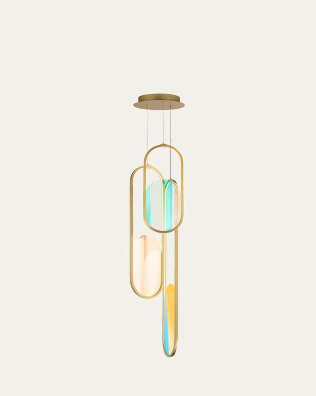 Trance 39" 3-Light Dichroic Glass Chandelier